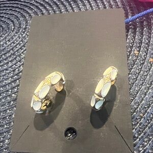 Elegant Gold and White Hoop Earrings